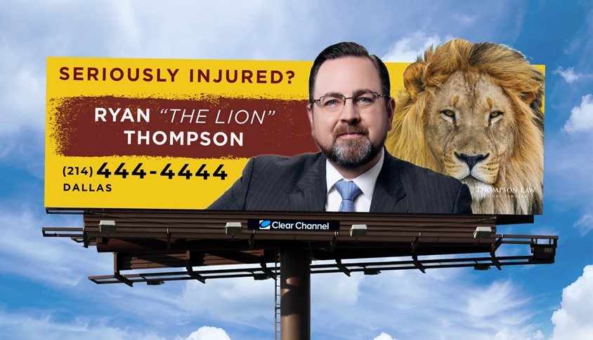 Dallas, Texas car accident lawyer billboard - (214) 444-4444