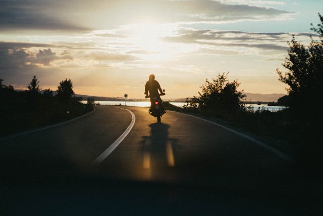 motorbike rider on the road - Riverside Motorcycle Accident Lawyers