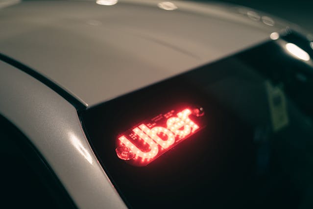 car with Uber sign - Stockton Rideshare Accident Lawyers