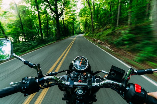 motorcycle driving on the road - Stockton Motorcycle Accident Lawyers