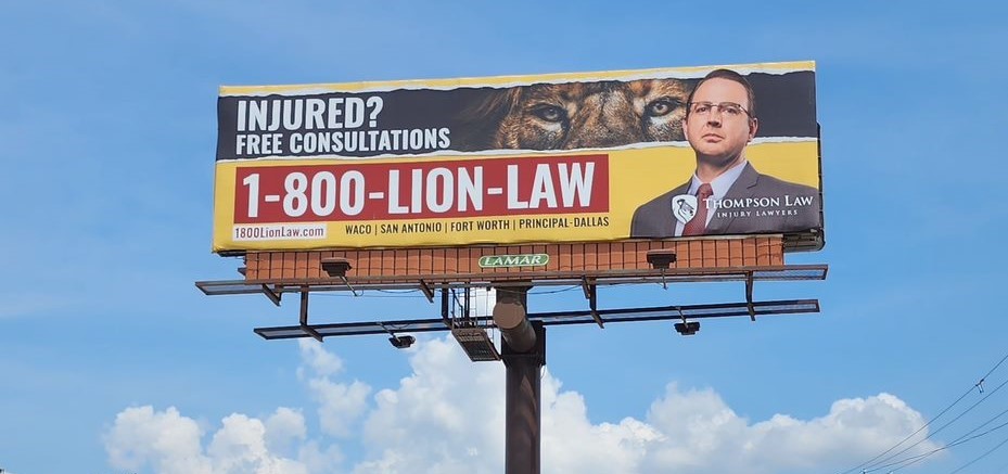 San Antonio personal injury lawyer billboard - Thompson Law's San Antonio car accident lawyers