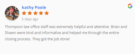 5-star Google review from Kathy Poole: “Staff was helpful and attentive… helped me through the closing process—got the job done.”