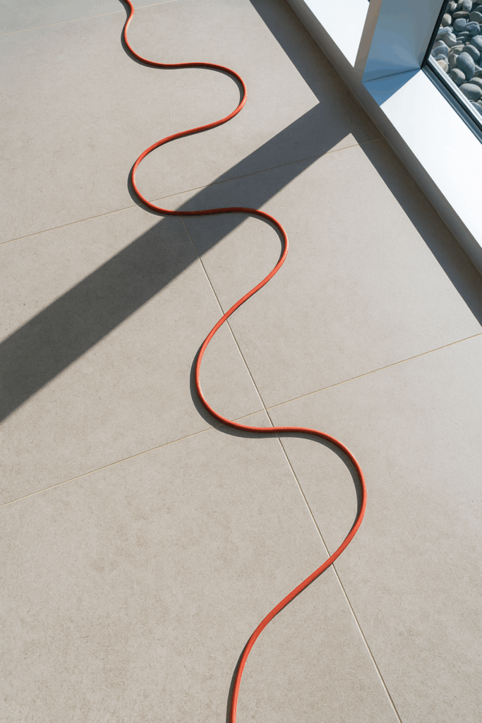 Can I sue for tripping over cables or wires in public – red cord on tiled walkway showing a trip hazard
